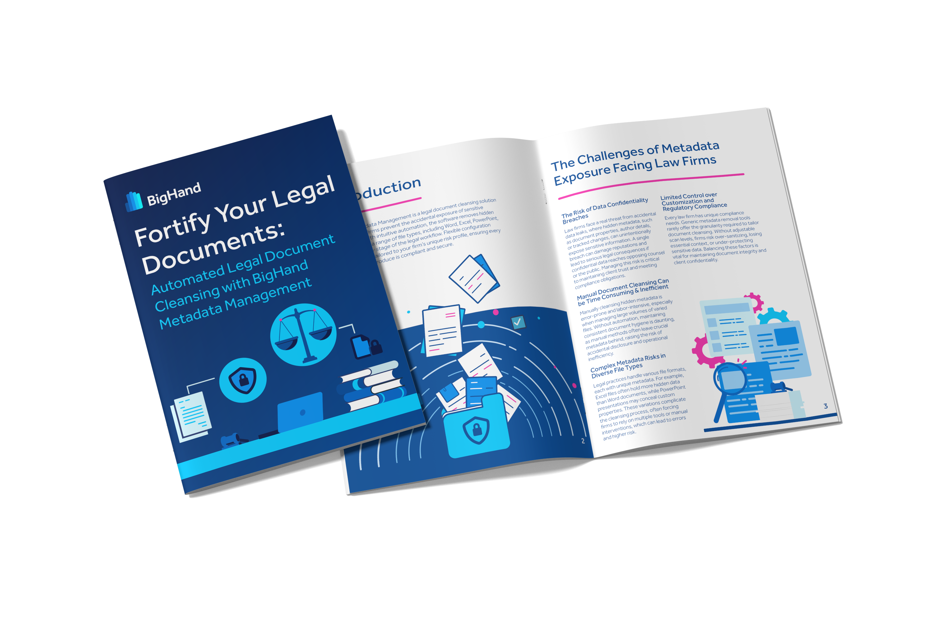 BigHand's Metadata Management Guide, cover and preview of inside