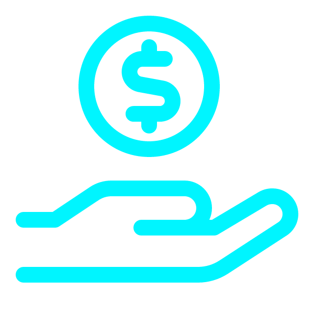 hand with money icon blue