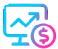 dollar sign with computer and arrow gaining