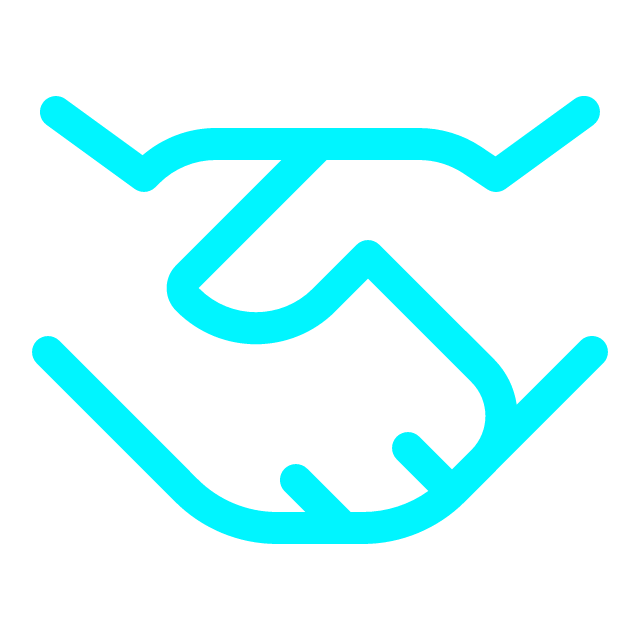 hands shaking in light blue icon