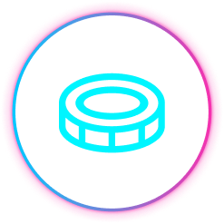Cyan database icon representing data storage and management.
