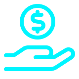 Cyan hand holding a dollar symbol, representing pricing expertise and financial value.
