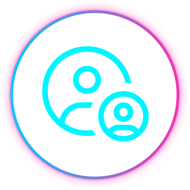 two outlines of people within circles